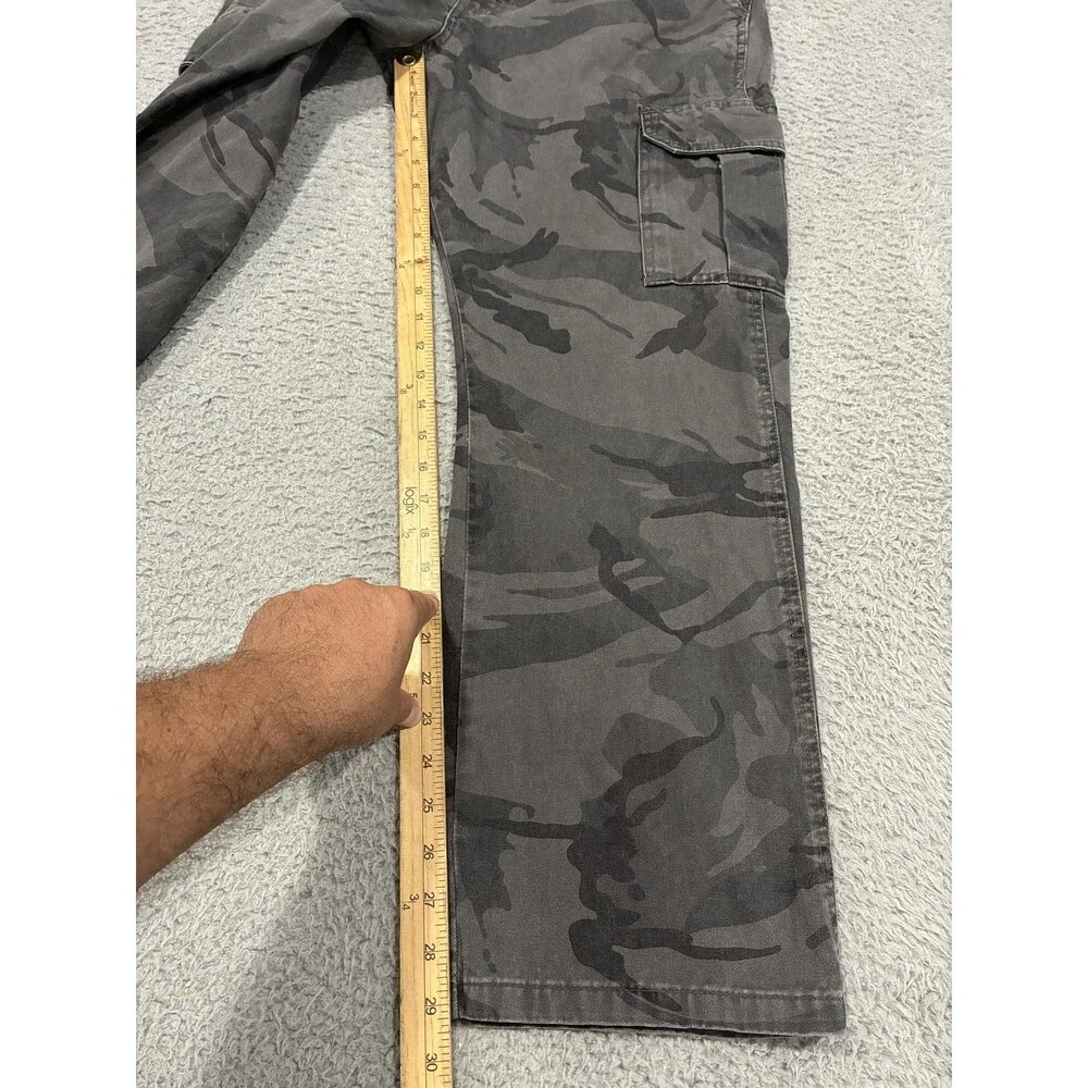 Wrangler Pants Mens 36x30 Gray Camo Cargo Utility Relaxed Fit Workwear